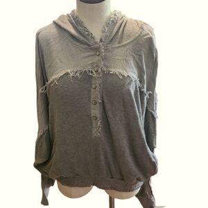 Free People Movement, Large Grey distressed Hoodie